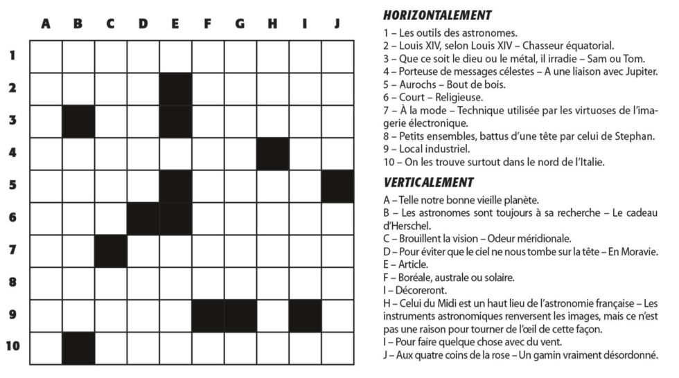 Mots croisés | L'ASTRONOMIE